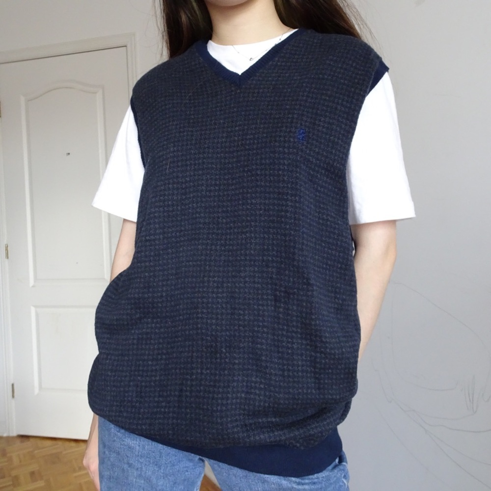 V-NECK GREEN-MARINE SWEATER VEST